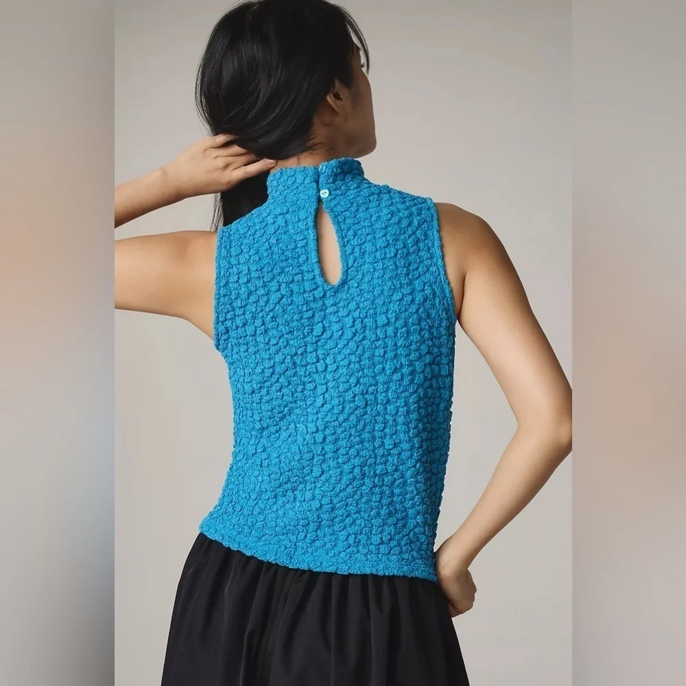 NWT Size XL (P2P 20.5 -23") - Blue Tassel Popcorn Crop Tank - Picture 3 of 15